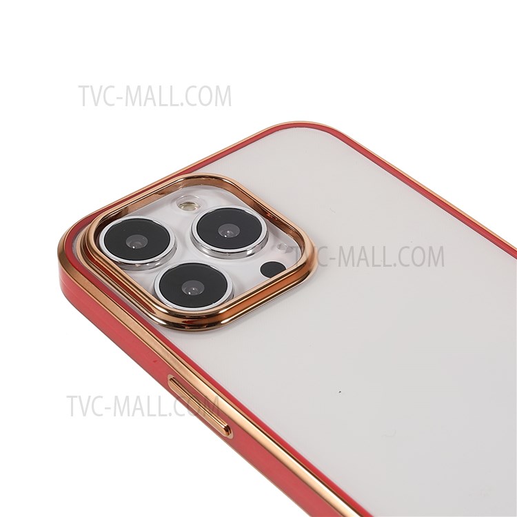 Electroplating Light Flexible Soft TPU Precise Cutout Phone Case Shell for iPhone 13 Pro 6.1 inch - Red-6