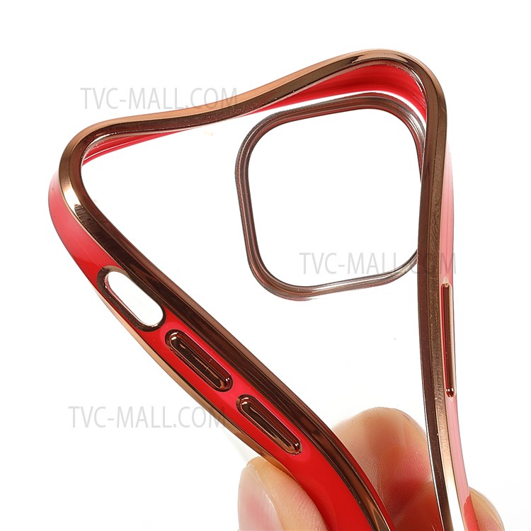 Electroplating Light Flexible Soft TPU Precise Cutout Phone Case Shell for iPhone 13 Pro 6.1 inch - Red-8