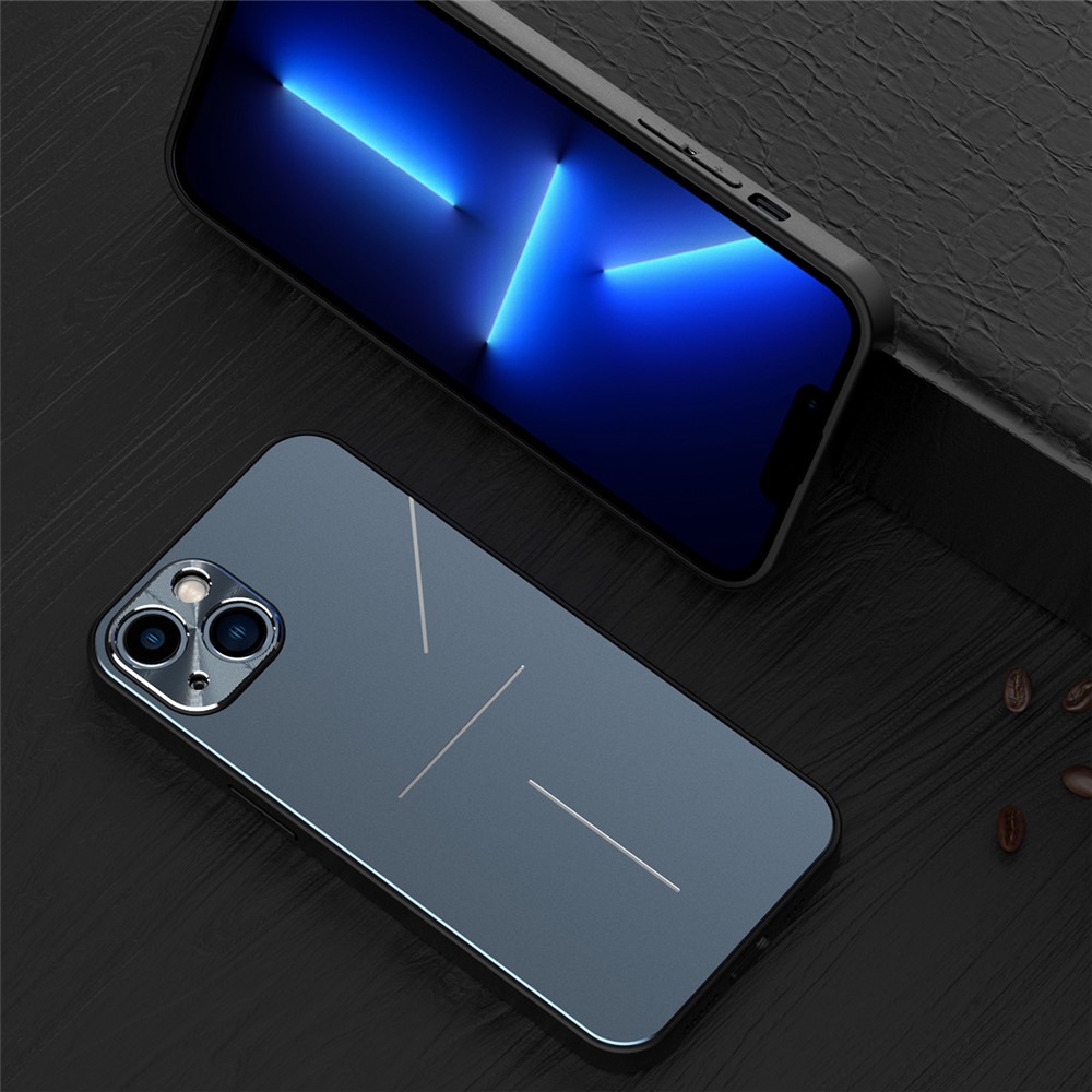 R-JUST RJ-52 Three-line Design Waterproof Scratch-resistant Aluminum Alloy + TPU Phone Case for iPhone 13 6.1 inch - Blue-2