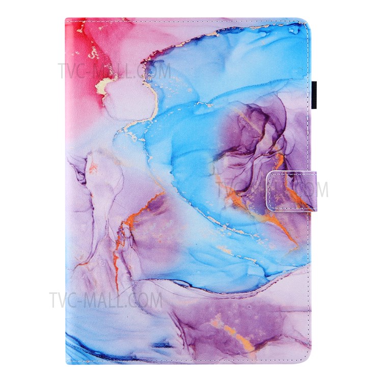 Pattern Printing Silk Texture Premium PU Leather Smart Stand Cover with Auto Wake / Sleep Function for iPad mini (2021) - Milky Way Marble Blue-4