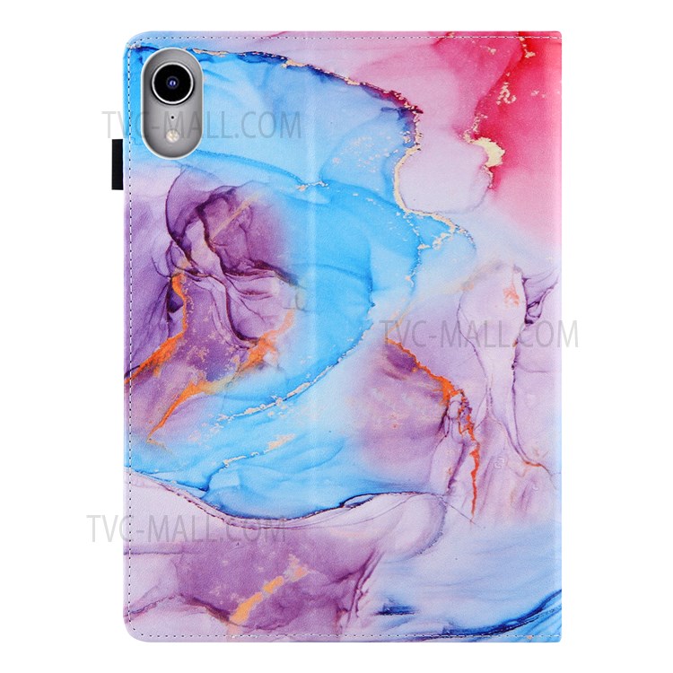 Pattern Printing Silk Texture Premium PU Leather Smart Stand Cover with Auto Wake / Sleep Function for iPad mini (2021) - Milky Way Marble Blue-5