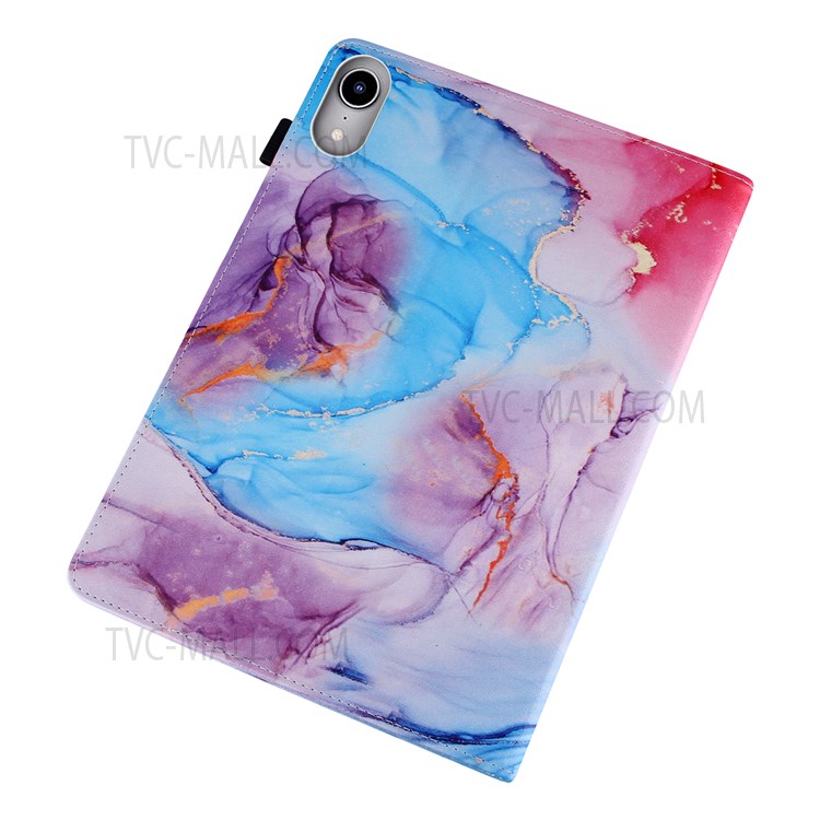 Pattern Printing Silk Texture Premium PU Leather Smart Stand Cover with Auto Wake / Sleep Function for iPad mini (2021) - Milky Way Marble Blue-9