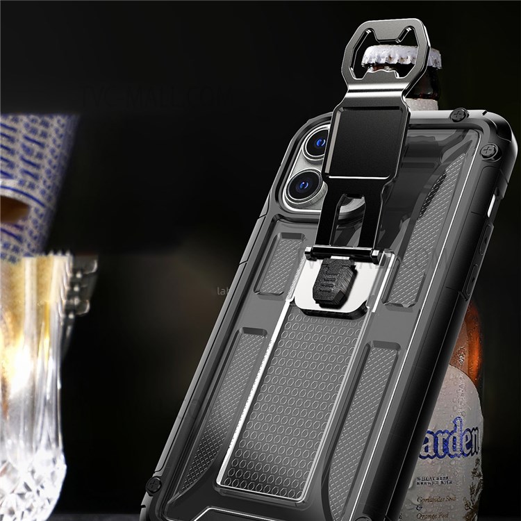 Military Grade Car Mount Kickstand Anti-Slip Hard PC + Flexible Soft TPU Phone Cover for iPhone 13 Pro 6.1 inch - Black-2