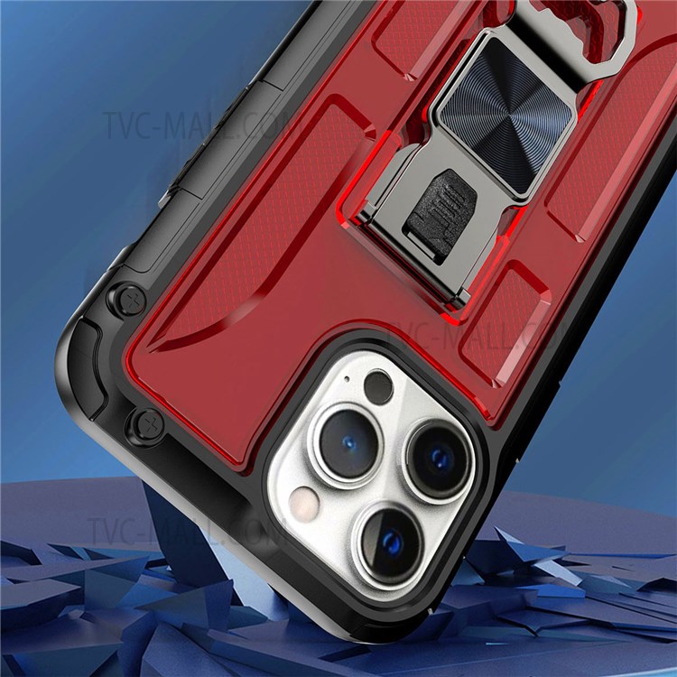 Military Grade Car Mount Kickstand Anti-Slip Hard PC + Flexible Soft TPU Phone Cover for iPhone 13 Pro 6.1 inch - Black-6