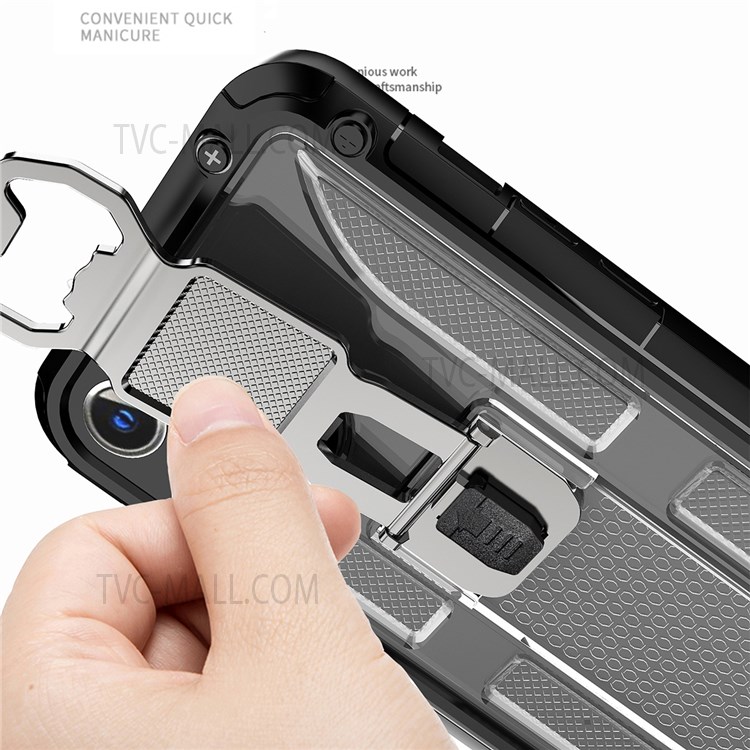 Kickstand Design Built-in Magnetic Metal Sheet Anti-Drop Soft TPU + Hard PC Hybrid Case Cover for iPhone 12 Pro Max 6.7 inch - White-7