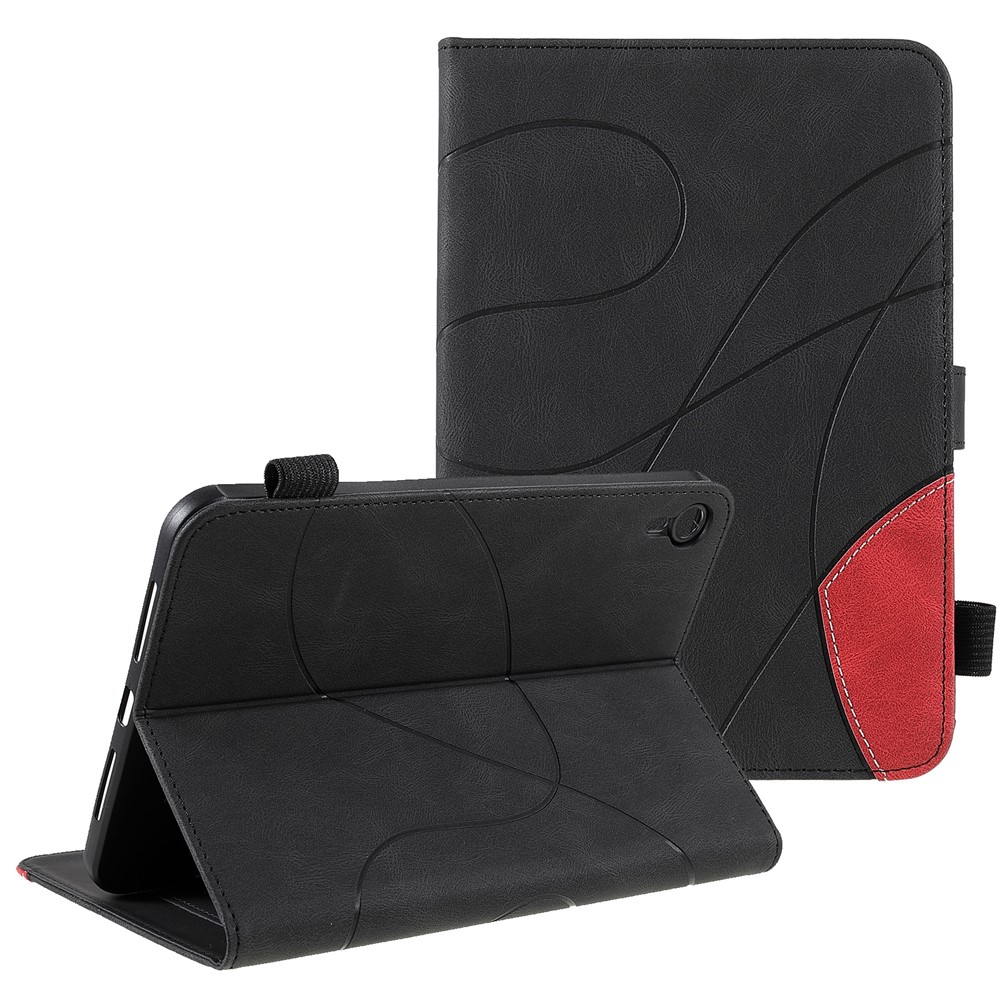 Dual-Color Splicing Full Protection Shockproof Card Holder PU Leather Tablet Case Stand Shell Protector for iPad mini (2021) - Black-1
