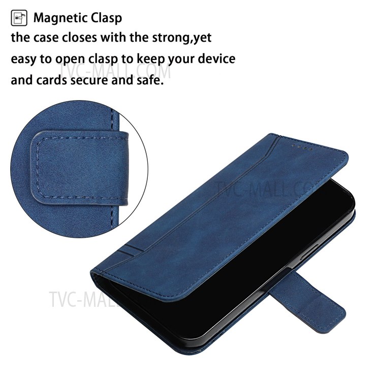 003 Series Skin-touch Shockproof Heart Shape Imprinted PU Leather Wallet Stand TPU Protective Cover for iPhone 6/7/8/SE (2nd Generation) - Blue-6