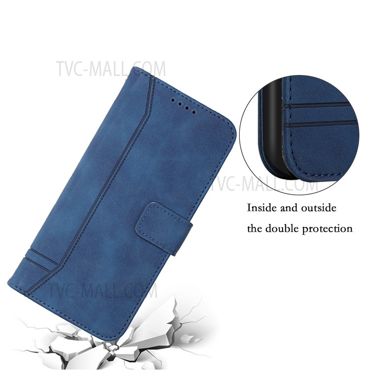 003 Series Skin-touch Shockproof Heart Shape Imprinted PU Leather Wallet Stand TPU Protective Cover for iPhone 6/7/8/SE (2nd Generation) - Blue-8