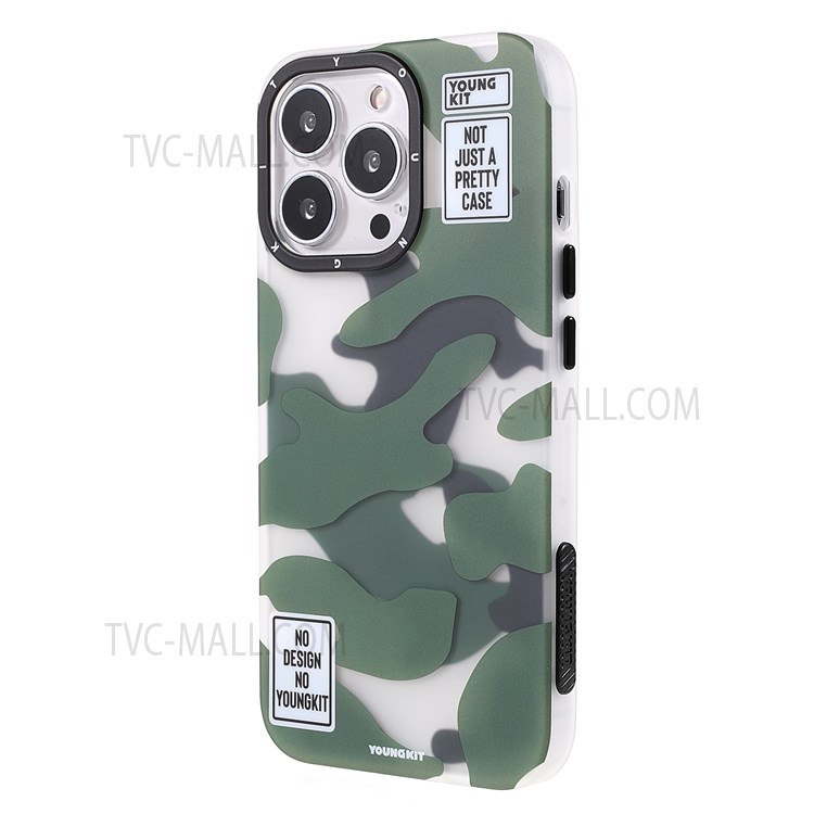 YOUNGKIT Stylish Camouflage Pattern Plastic and TPU Phone Cover Case for iPhone 13 Pro Max 6.7 inch - Green-3