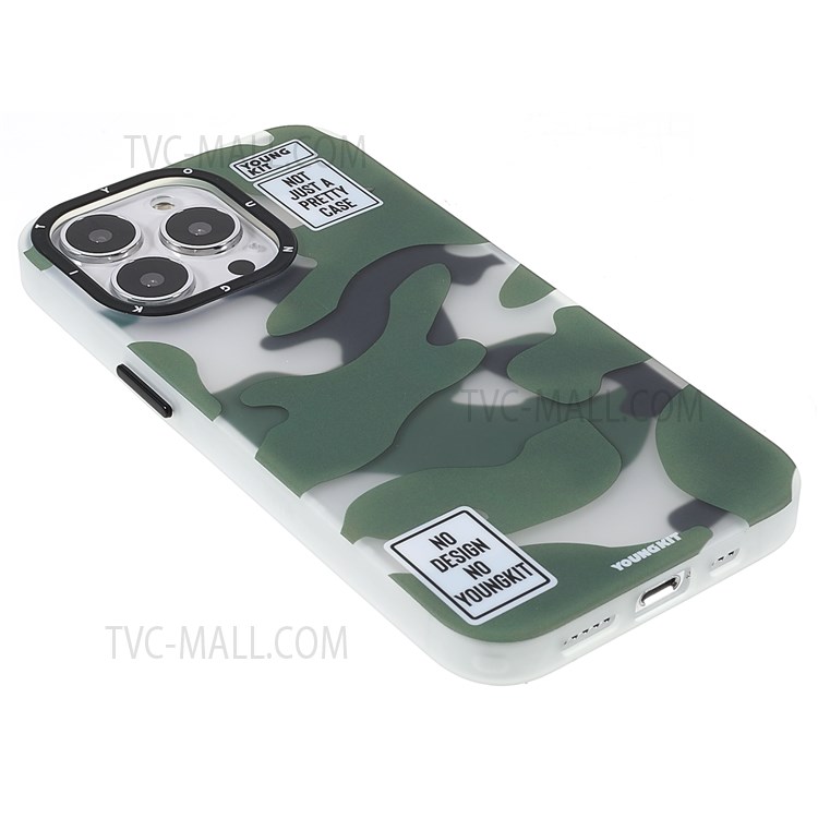 YOUNGKIT Stylish Camouflage Pattern Plastic and TPU Phone Cover Case for iPhone 13 Pro Max 6.7 inch - Green-4