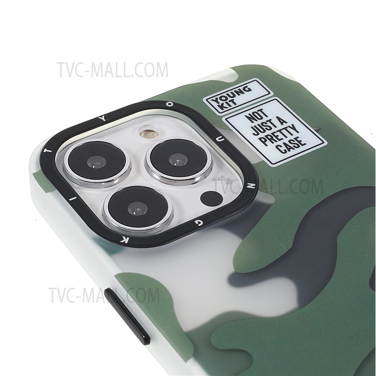 YOUNGKIT Stylish Camouflage Pattern Plastic and TPU Phone Cover Case for iPhone 13 Pro Max 6.7 inch - Green-6