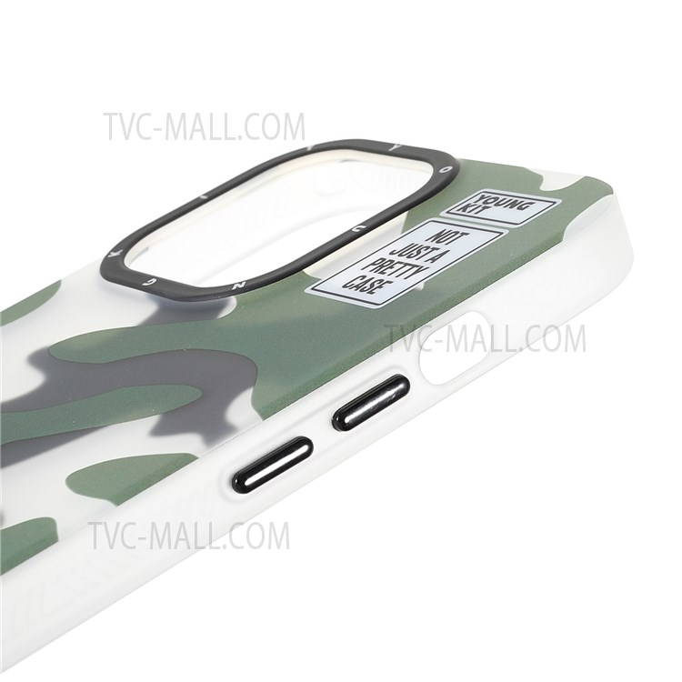 YOUNGKIT Stylish Camouflage Pattern Plastic and TPU Phone Cover Case for iPhone 13 Pro Max 6.7 inch - Green-7