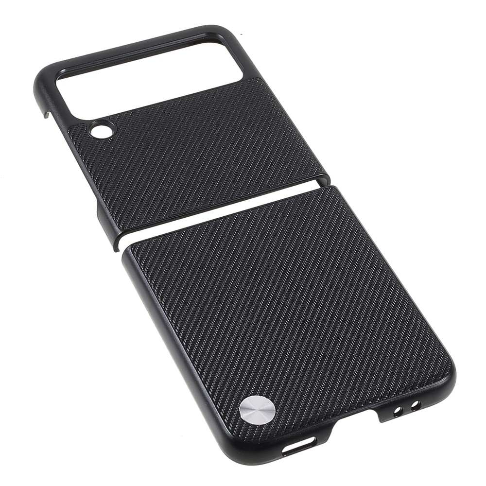 X-LEVEL Perfect Fit Flip Design Carbon Fiber PU Leather Coated PC Case for Samsung Galaxy Z Flip3 5G - Black-3