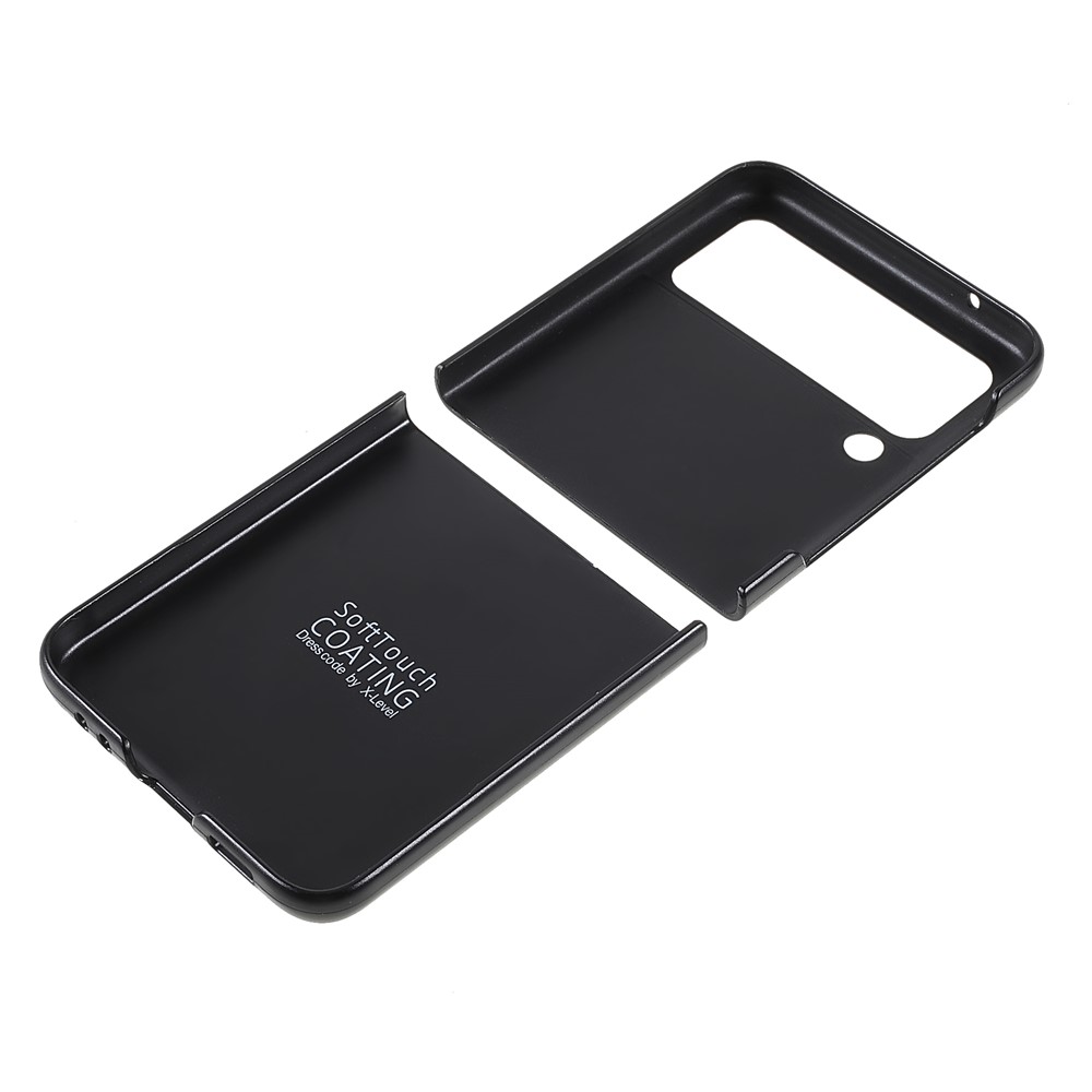 X-LEVEL Perfect Fit Flip Design Carbon Fiber PU Leather Coated PC Case for Samsung Galaxy Z Flip3 5G - Black-4