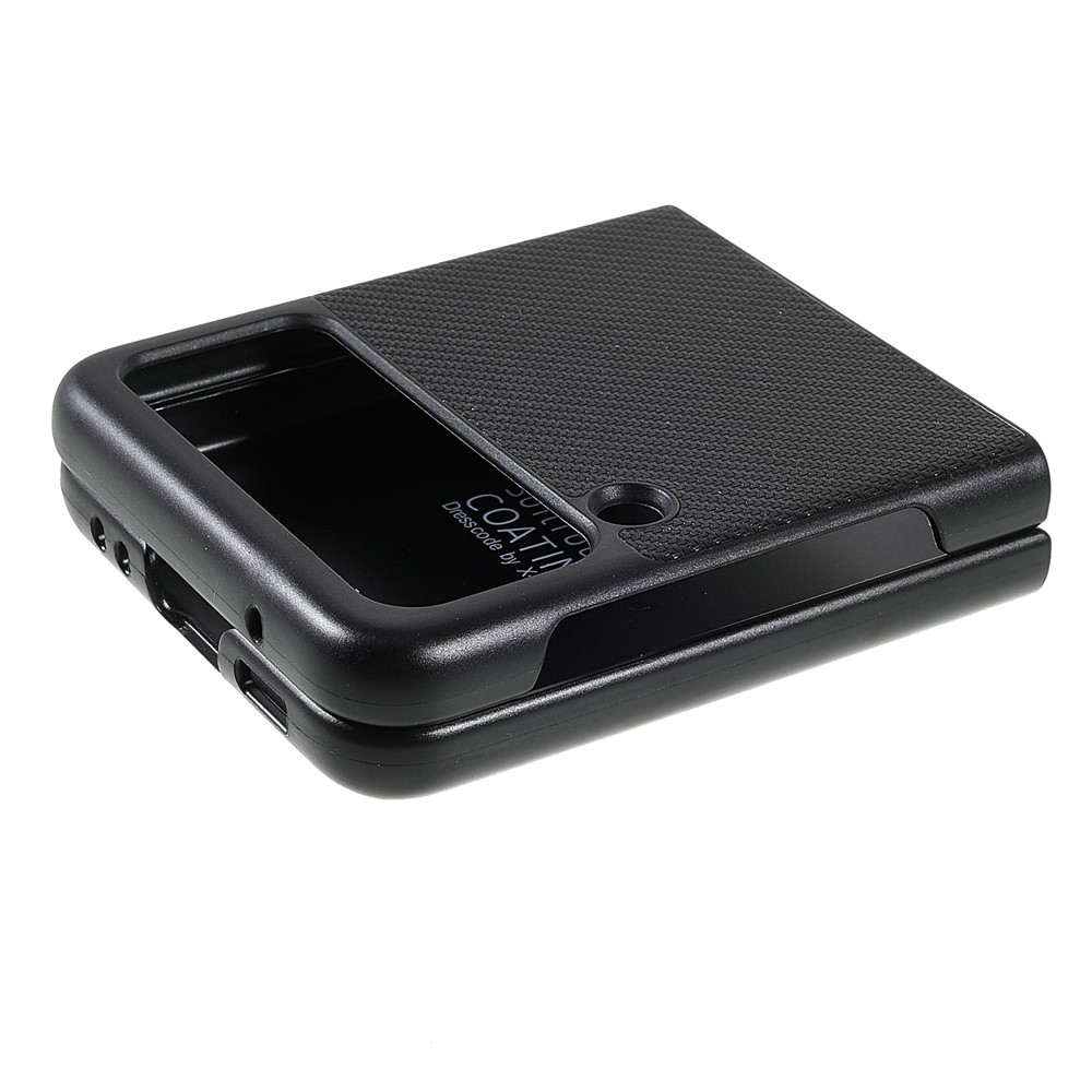 X-LEVEL Perfect Fit Flip Design Carbon Fiber PU Leather Coated PC Case for Samsung Galaxy Z Flip3 5G - Black-5