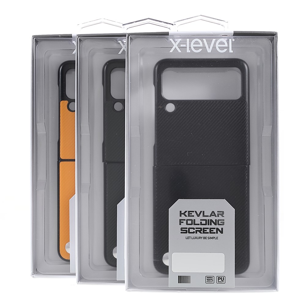 X-LEVEL Perfect Fit Flip Design Carbon Fiber PU Leather Coated PC Case for Samsung Galaxy Z Flip3 5G - Black-6