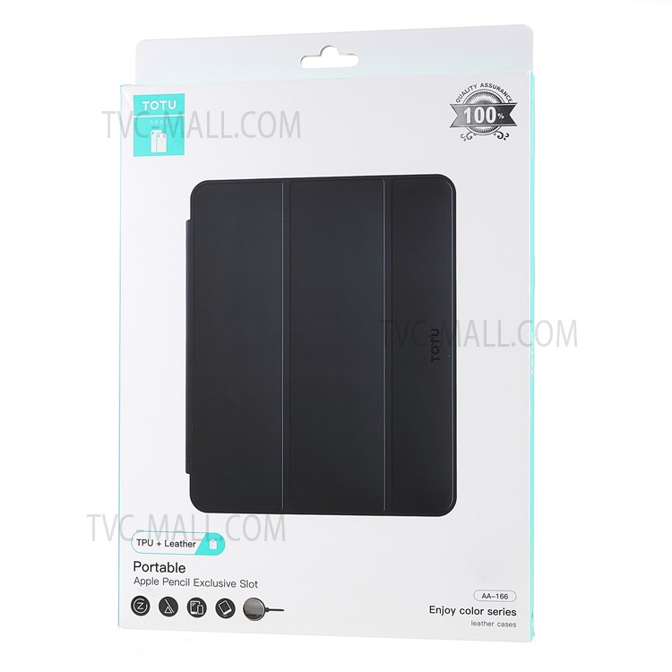TOTU AA-166 Tri-fold Stand Auto Wake/Sleep Pencil Holder Flip Clear Back Design PU Leather + TPU Case for iPad 9.7 (2017/2018/2020)-13