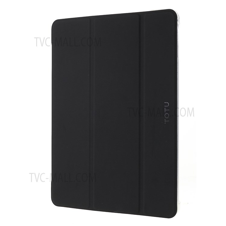 TOTU AA-166 Tri-fold Stand Auto Wake/Sleep Pencil Holder Flip Clear Back Design PU Leather + TPU Case for iPad 9.7 (2017/2018/2020)-2