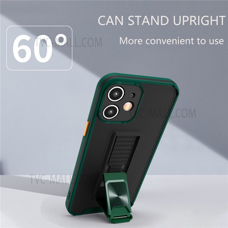 Anti-drop Bi-color Skin Feel Phone Cover Case with Kickstand for iPhone 12 mini 5.4 inch - Red-3