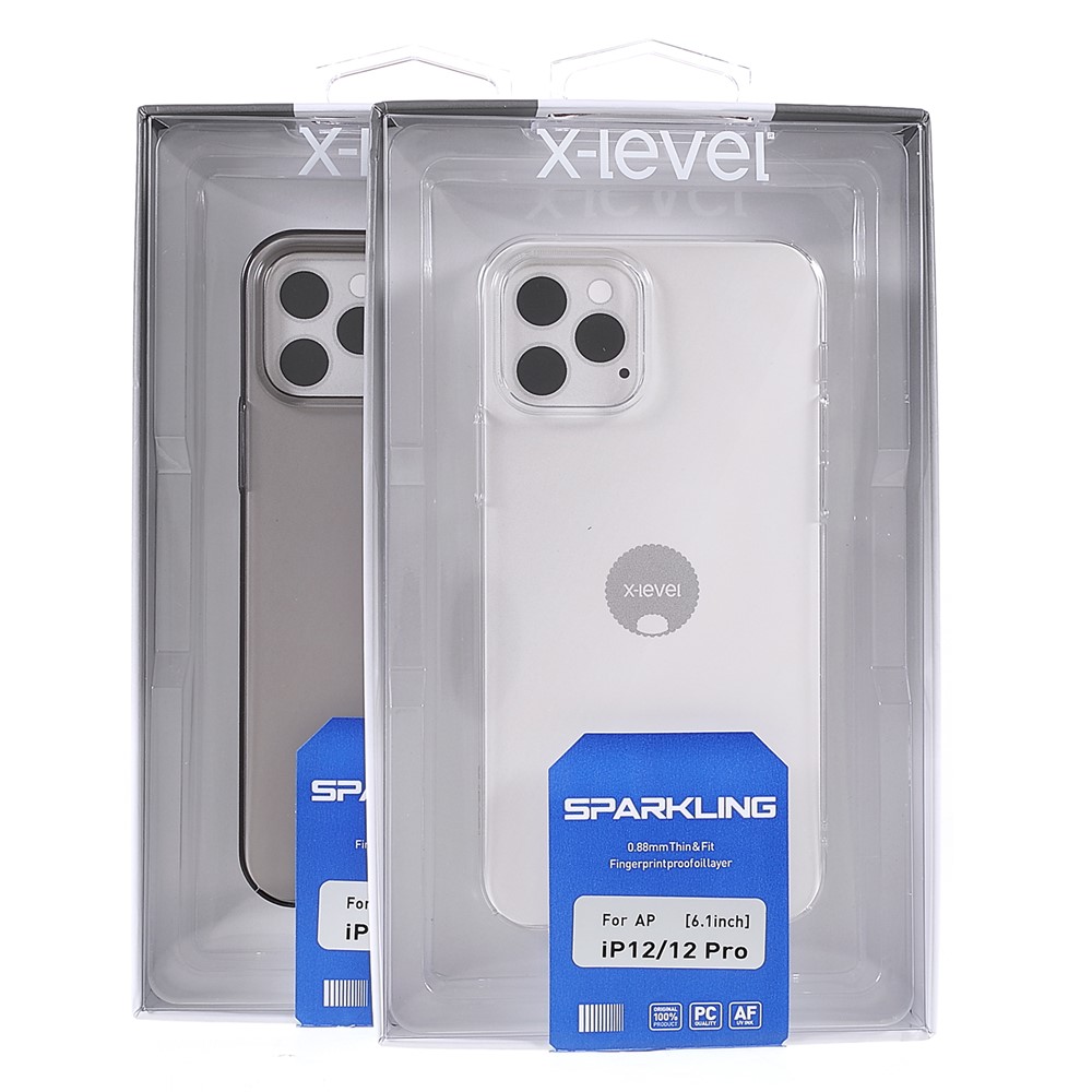 X-LEVEL Clear Light Slim Scratch-resistant PVC Hard Phone Case Cover for iPhone 12/12 Pro 6.1 inch - Transparent Black-9