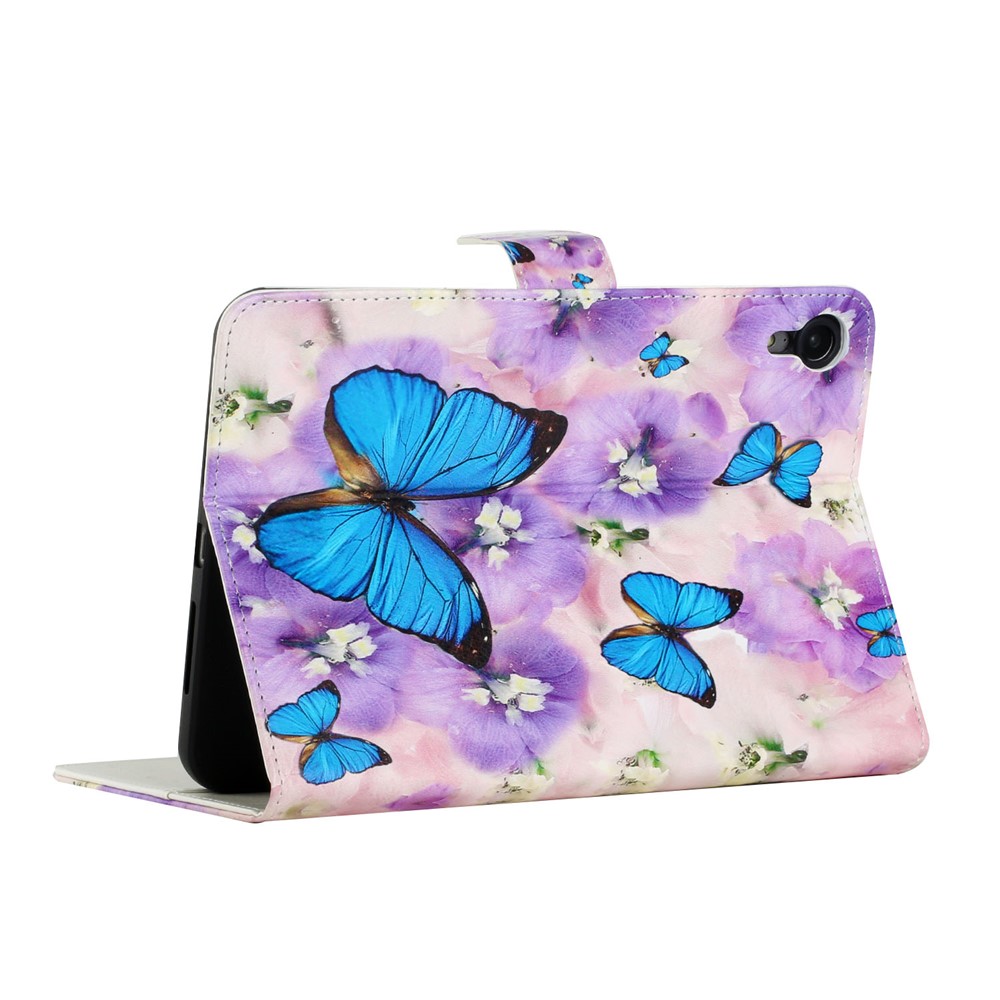 Pattern Printing Leather Tablet Wallet Stand Case Protective Cover Shell for iPad mini (2021) - Flower and Butterfly-5
