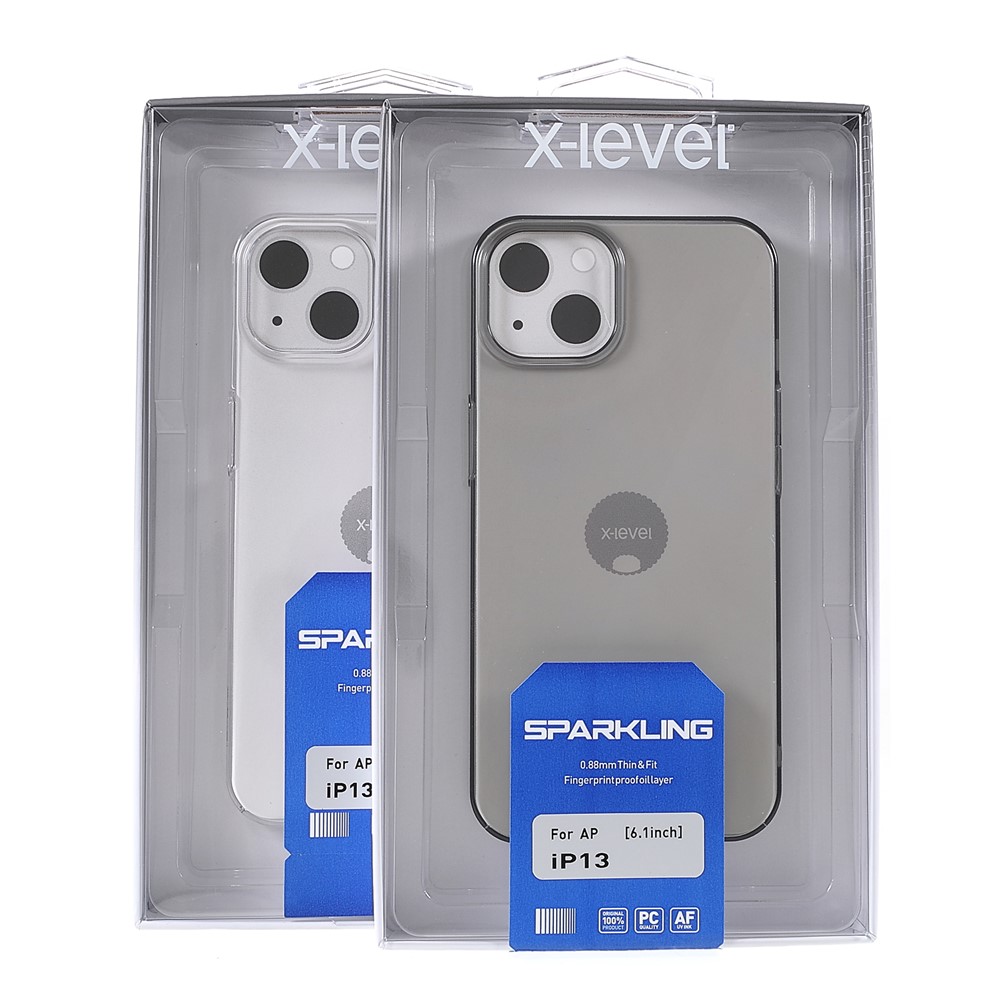X-LEVEL Transparent Anti-fingerprint Anti-drop PVC Hard Phone Case Cover for iPhone 13 6.1 inch - Transparent Black-9