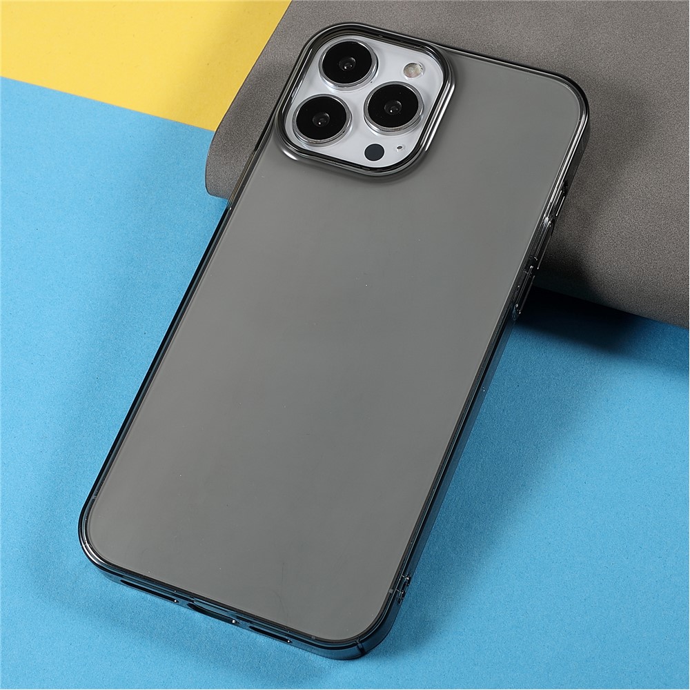 X-LEVEL Clear Lightweight Thin PVC Protective Hard Phone Case Cover for iPhone 13 Pro 6.1 inch - Transparent Black-3