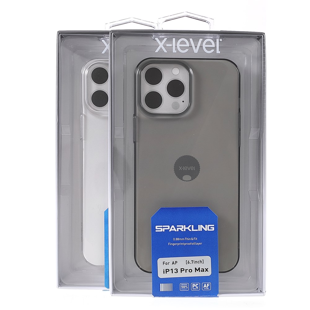 X-LEVEL Clear Lightweight Thin PVC Protective Hard Phone Case Cover for iPhone 13 Pro 6.1 inch - Transparent Black-9