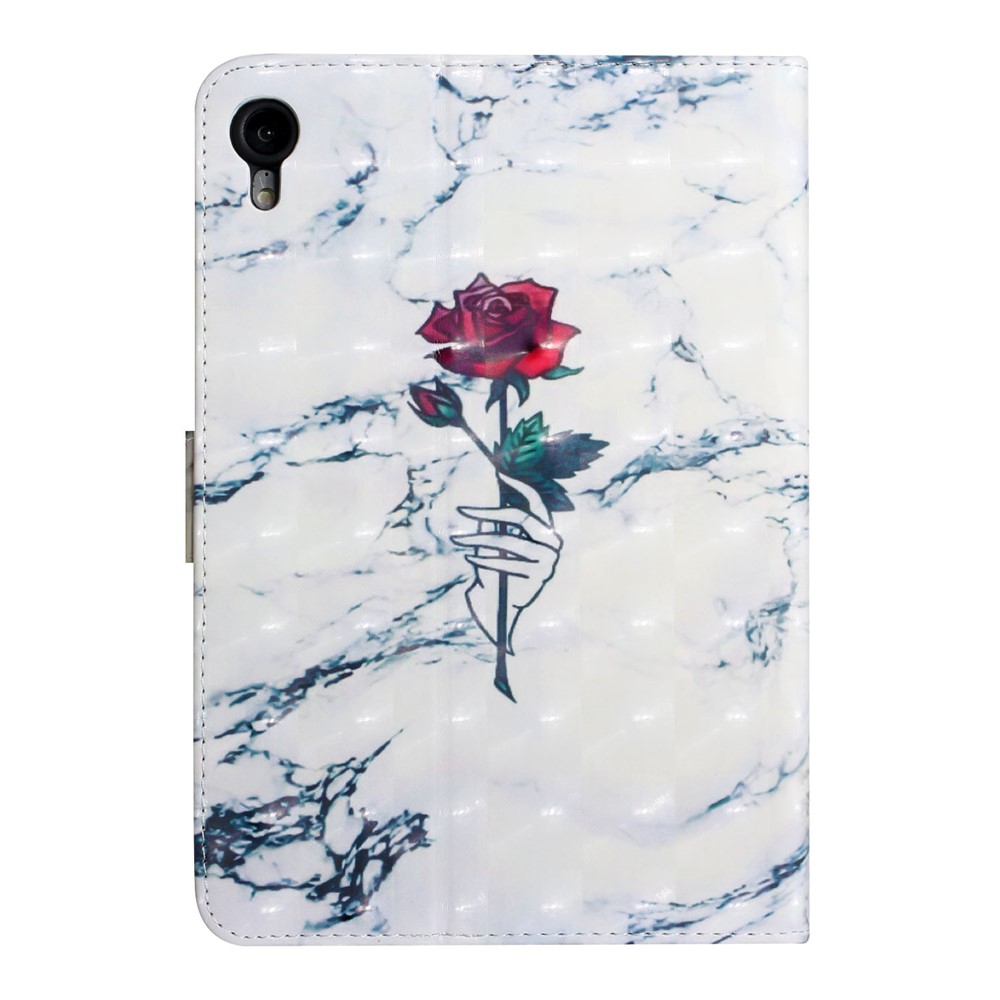 3D Pattern Printing Leather Tablet Wallet Stand Design Protective Cover Shell for iPad mini (2021) - Rose Flower-3