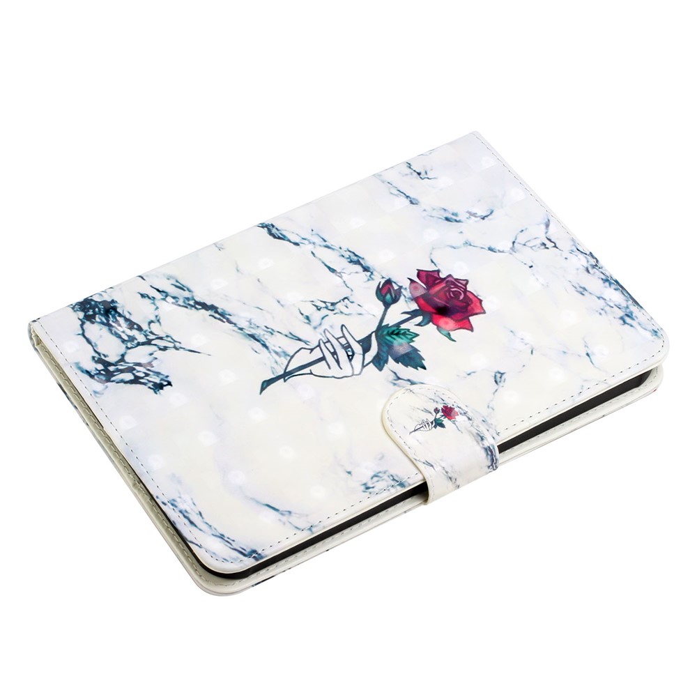 3D Pattern Printing Leather Tablet Wallet Stand Design Protective Cover Shell for iPad mini (2021) - Rose Flower-7