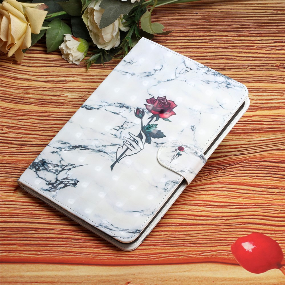 3D Pattern Printing Leather Tablet Wallet Stand Design Protective Cover Shell for iPad mini (2021) - Rose Flower-9