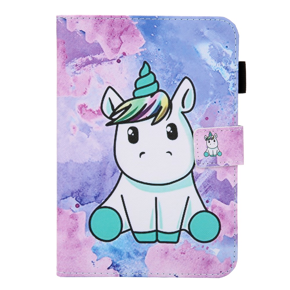 Pattern Printing Shockproof PU Leather Flip Stand Protective Cover with Card Slots and Pencil Holder for iPad mini (2021) - Cartoon Unicorn-2