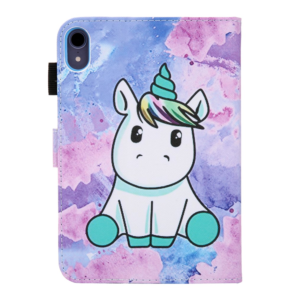 Pattern Printing Shockproof PU Leather Flip Stand Protective Cover with Card Slots and Pencil Holder for iPad mini (2021) - Cartoon Unicorn-3