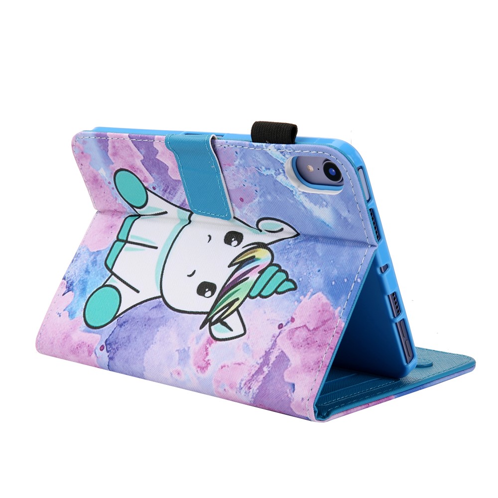 Pattern Printing Shockproof PU Leather Flip Stand Protective Cover with Card Slots and Pencil Holder for iPad mini (2021) - Cartoon Unicorn-6