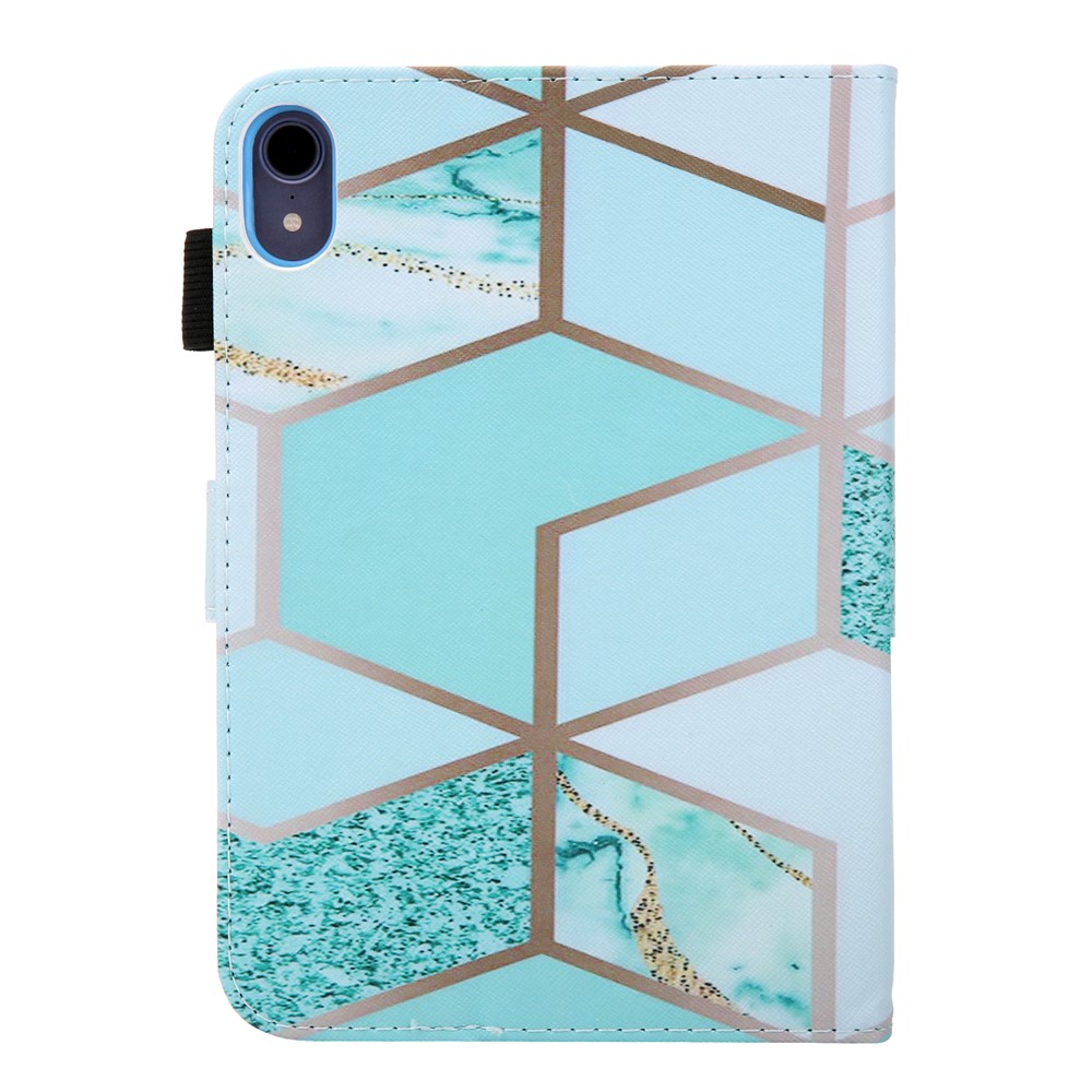 Pattern Printing Shockproof PU Leather Flip Stand Protective Cover with Card Slots and Pencil Holder for iPad mini (2021) - Green Marble-3