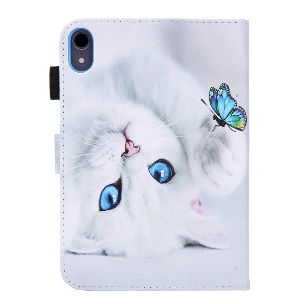 Pattern Printing Shockproof PU Leather Flip Stand Protective Cover with Card Slots and Pencil Holder for iPad mini (2021) - Butterfly and Cat-3