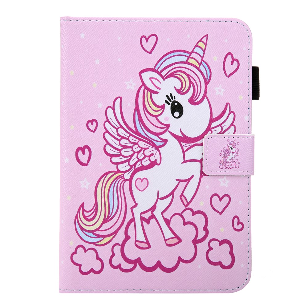 Pattern Printing Shockproof PU Leather Flip Stand Protective Cover with Card Slots and Pencil Holder for iPad mini (2021) - Angel Unicorn-2