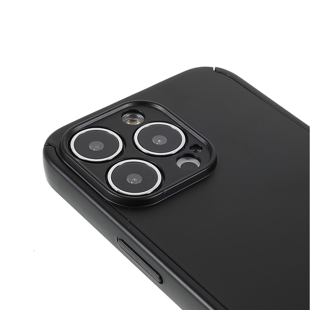 Rubberized Surface Anti-fingerprint Detachable 2-in-1 Precise Cutouts Hard PC Case Shell with Screen Protector for iPhone 13 Pro Max 6.7 inch - Black-6