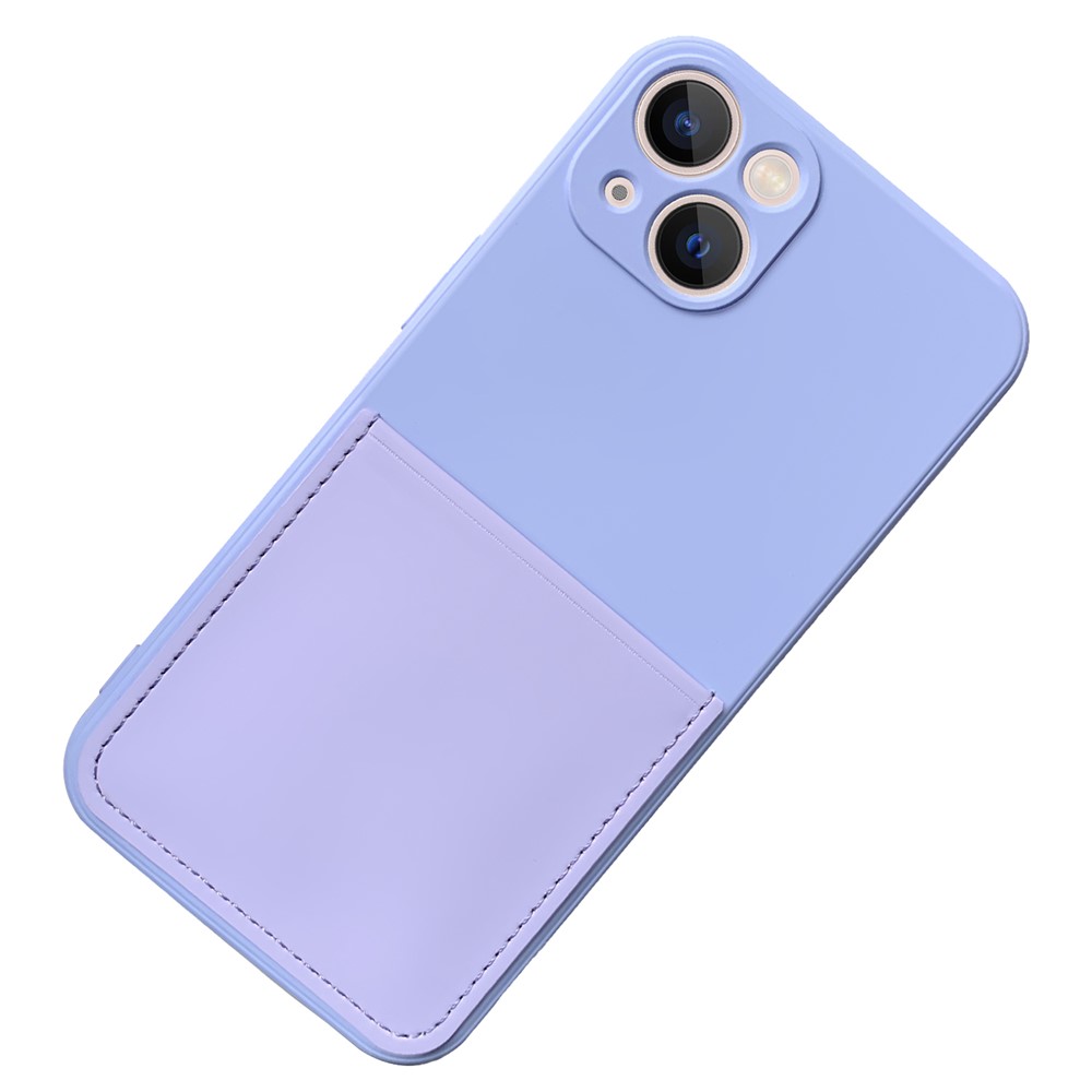 Precise Cutout Liquid Silicone Like Card Slot Design Phone Case Cover for iPhone 13 6.1 inch - Light Purple-1