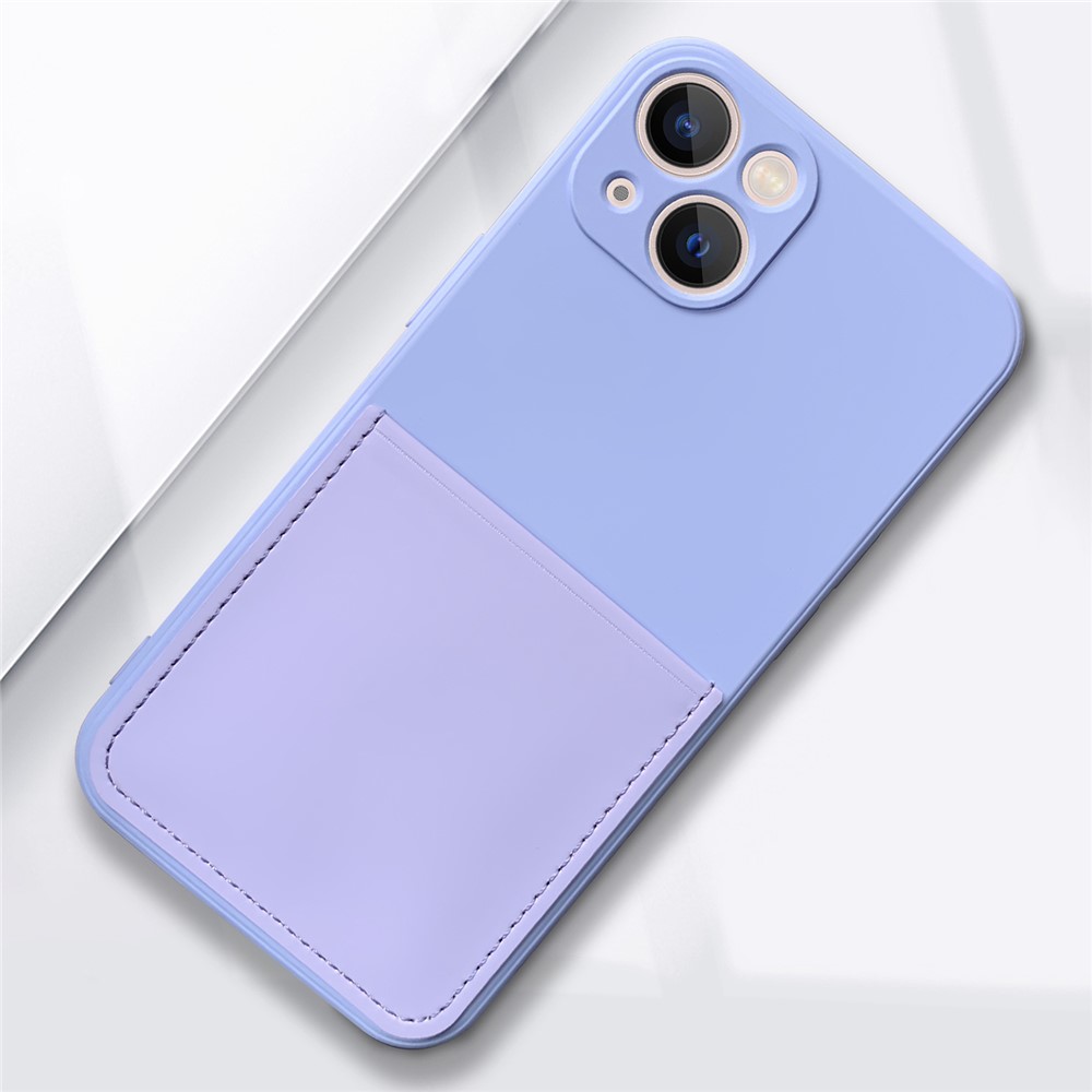 Precise Cutout Liquid Silicone Like Card Slot Design Phone Case Cover for iPhone 13 6.1 inch - Light Purple-2