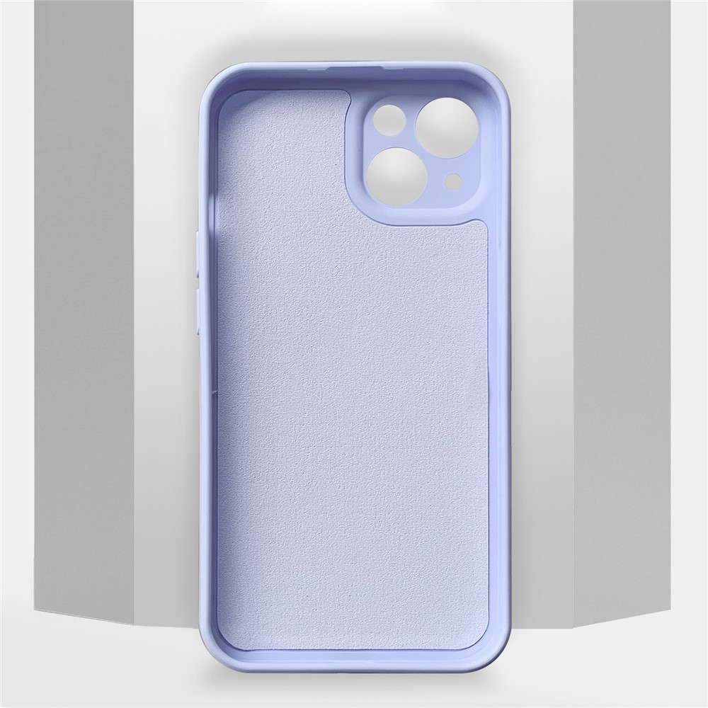 Precise Cutout Liquid Silicone Like Card Slot Design Phone Case Cover for iPhone 13 6.1 inch - Light Purple-4