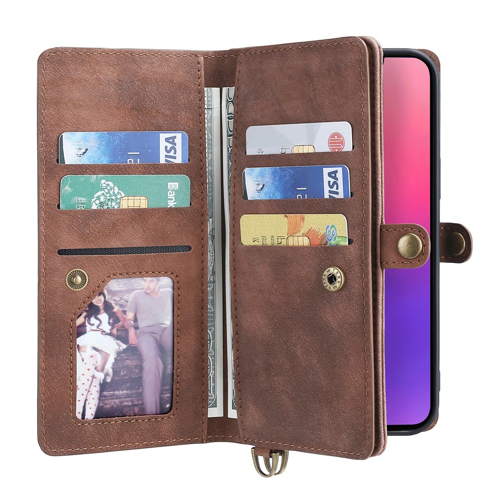 MEGSHI 021 Series All-Round Protection Shockproof Detachable 2-in-1 Magnetic Wallet Design Phone Cover with Stand for iPhone 13 mini 5.4 inch - Brown-1