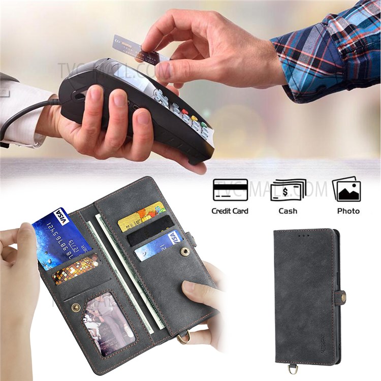 MEGSHI 021 Series Good Protection Shockproof Detachable 2-in-1 Magnetic Wallet Design Phone Cover with Stand for iPhone 12 mini 5.4 inch - Black-5