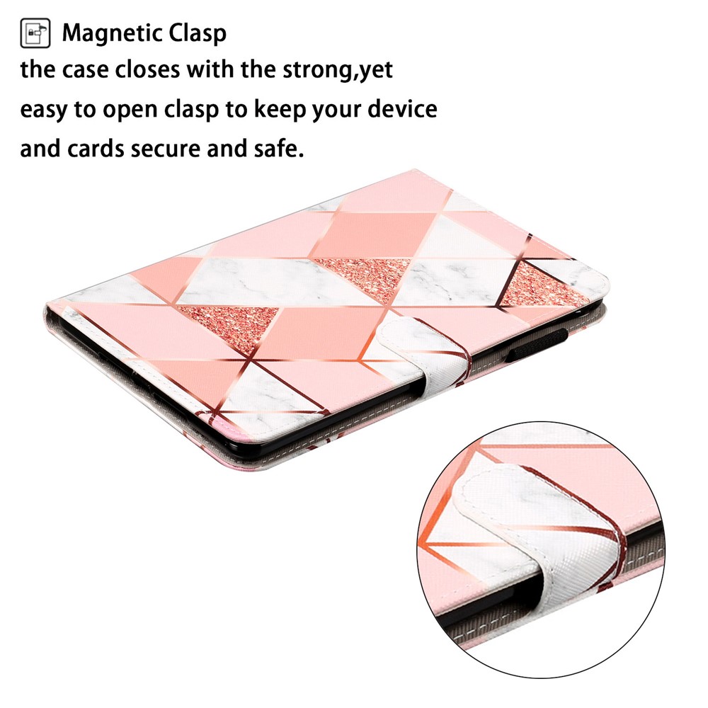 Stylish Pattern Printed Magnetic Closure Wallet Design Anti-drop Tablet Case Cover for iPad mini (2021) - Marble-6