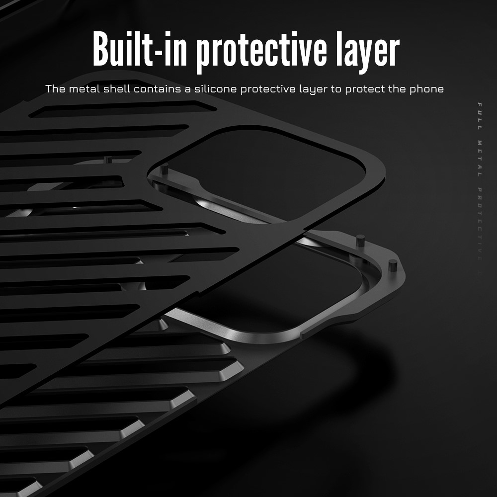 R-JUST RJ-50 Aluminum Alloy Metal Frame Shockproof Hollow Well-protected Case with Lens Protector for iPhone 12 Pro 6.1 inch-3