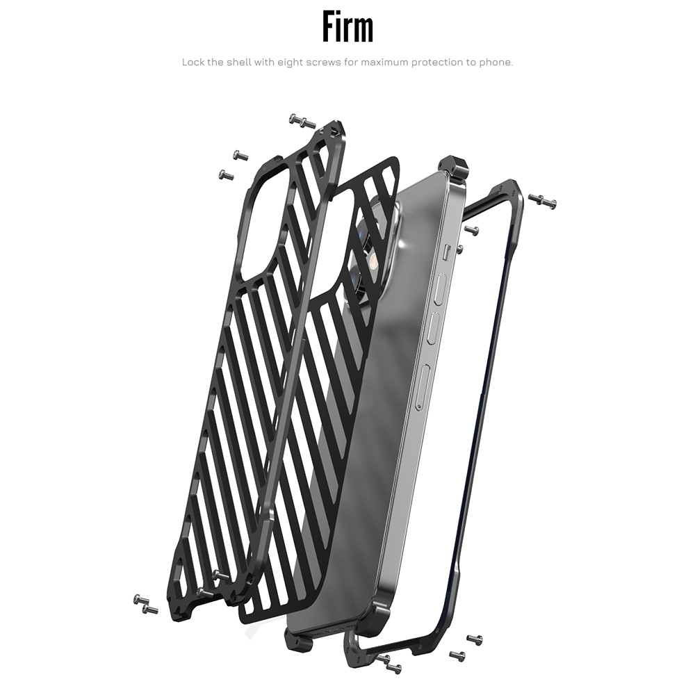 R-JUST RJ-50 Aluminum Alloy Metal Frame Shockproof Hollow Well-protected Case with Lens Protector for iPhone 12 Pro 6.1 inch-5
