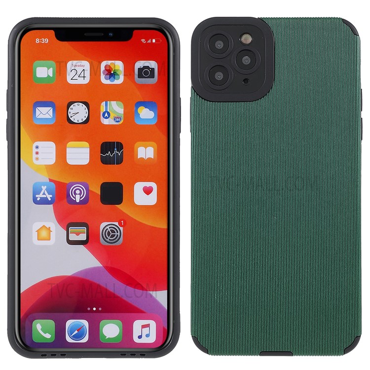 Bamboo Stick Texture Scratch-resistant Stylish Microfiber Leather Coated TPU Soft Phone Case for iPhone 11 Pro 5.8 inch - Green-1