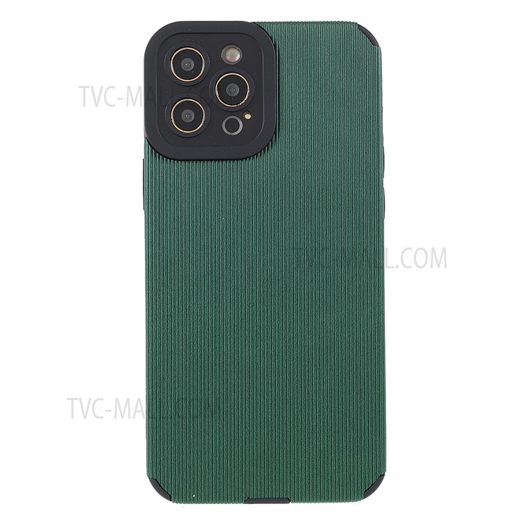 Bamboo Stick Texture Shockproof Microfiber Leather Coated TPU Flexible Soft Phone Case Shell for iPhone 12 Pro 6.1 inch - Green-2