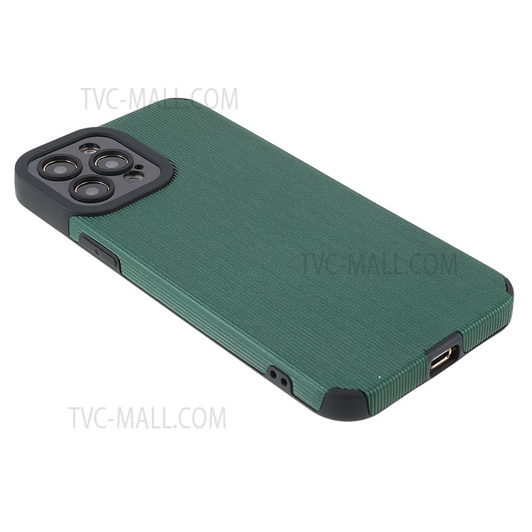 Bamboo Stick Texture Shockproof Microfiber Leather Coated TPU Flexible Soft Phone Case Shell for iPhone 12 Pro 6.1 inch - Green-4