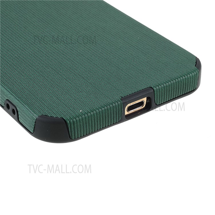 Bamboo Stick Texture Shockproof Microfiber Leather Coated TPU Flexible Soft Phone Case Shell for iPhone 12 Pro 6.1 inch - Green-5